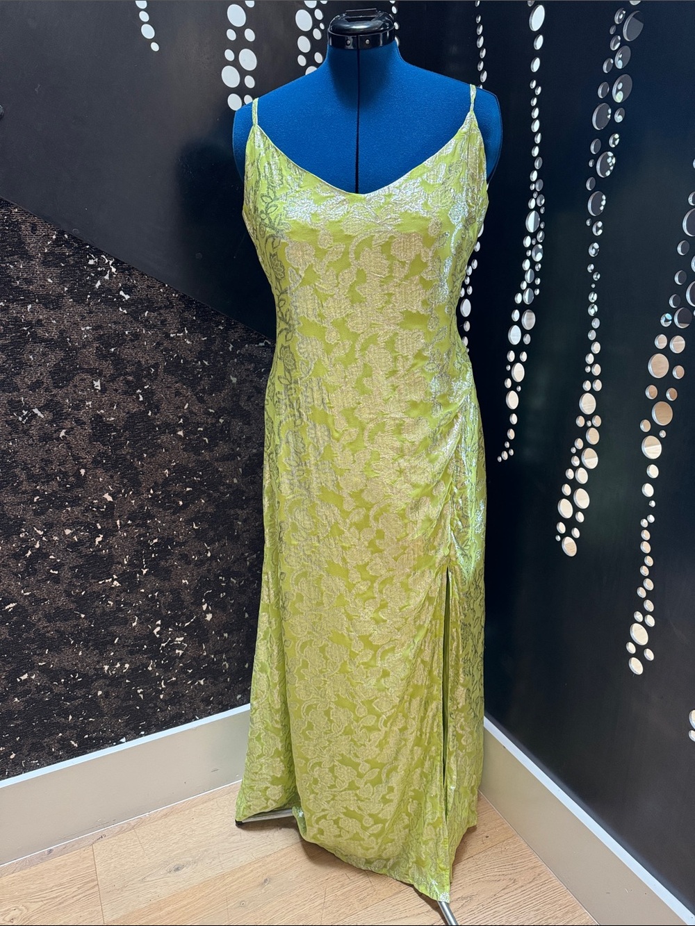 ASOS Lime Green Floral Maxi Slip Dress
